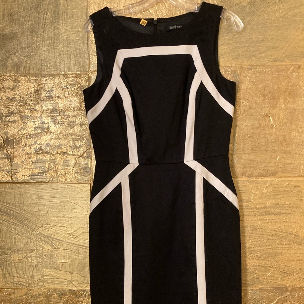 White and black sheath dress